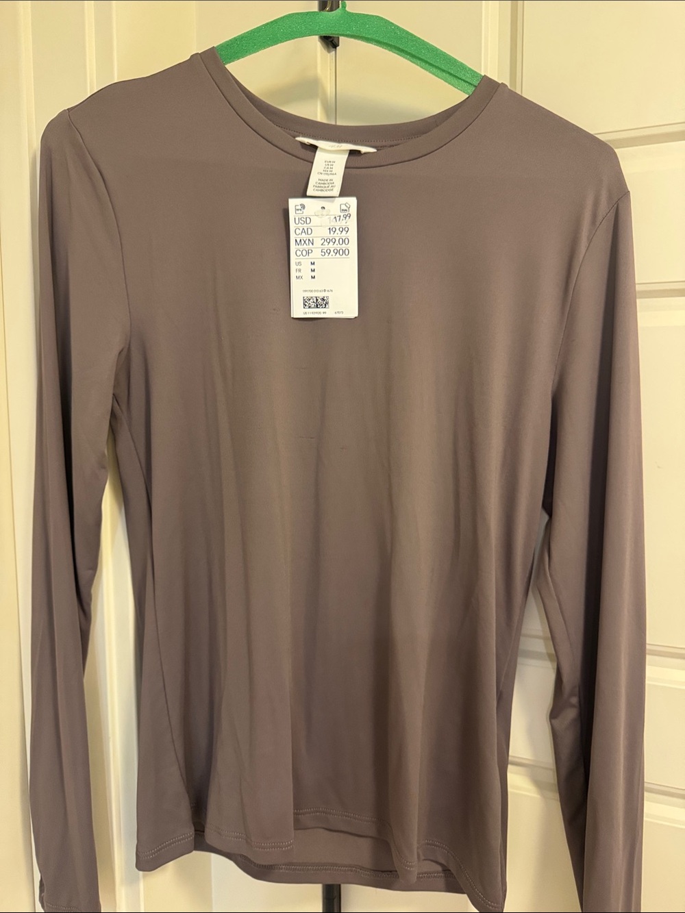 H&M Long Sleeve Crewneck Top - Taupe
